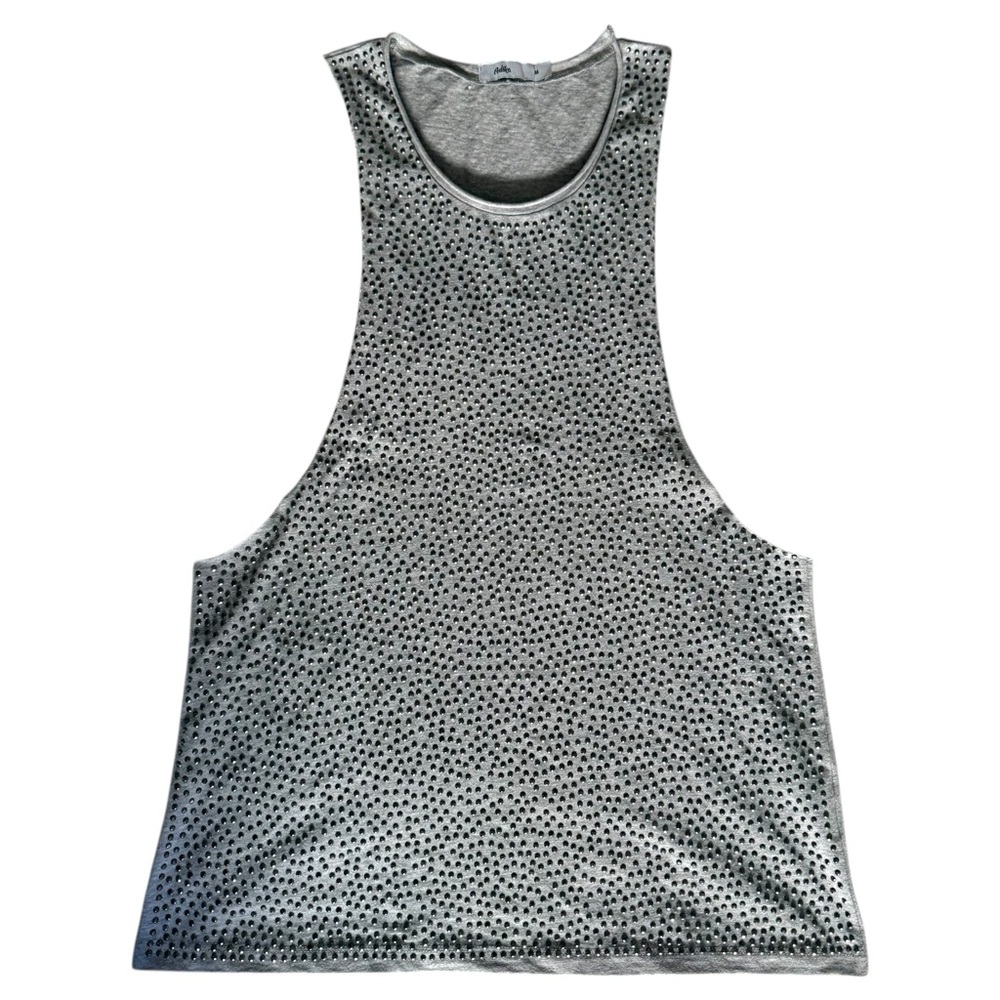 Grey Studded Y2K Muscle Tank Top